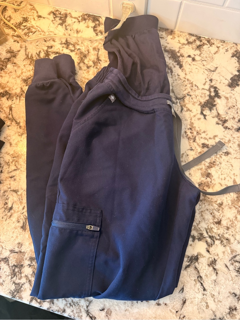 Men's Navy Drawstring Cargo Jogger Pants